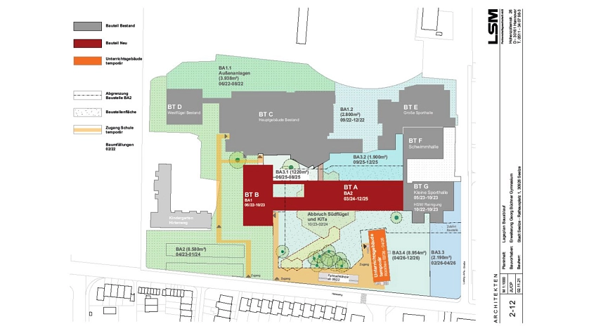 Erweiterung des Georg-Büchner-Gymnasiums, Bauablauf der Gesamtmaßnahme