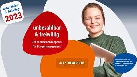 Plakat Ehrenamtspreis "unbezahlbar und freiwillig"