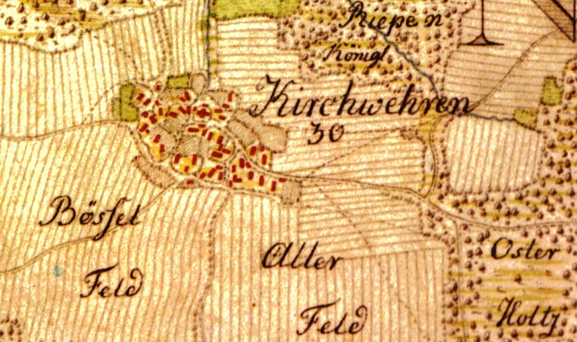 Kirchwehren Karte von 1781