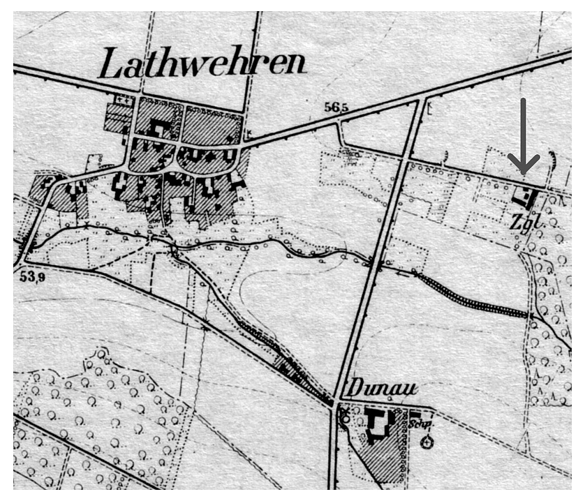 Lathwehren Karte von 1898 mit Ziegelei