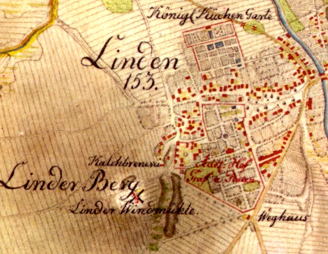 Das Dorf Linden, Karte von 1781.