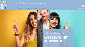 Screenshot der Homepage von azubi21.de