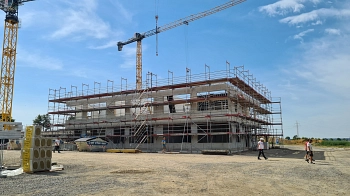 Neubau GS + Kita in Harenberg - Bilder von der Baustelle 17 - 24.08.2023 - Blick auf östliche Cluster